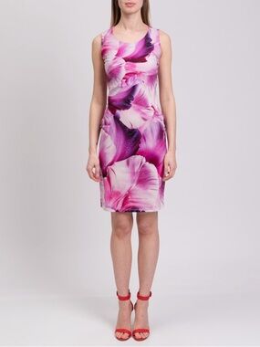 Roberto Cavalli Floral Pink Sleeveless Dress Floral Sheath Dress Size 40 US 4